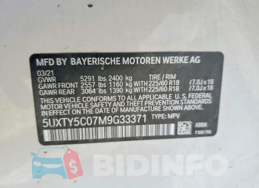5UXTY5C07M9G33371 Photo# 14