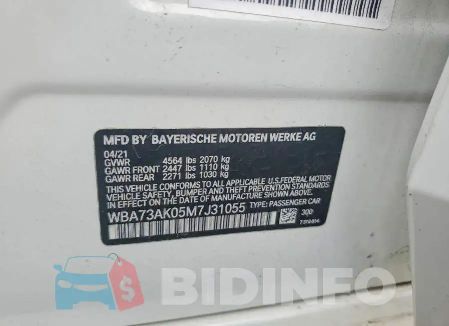 WBA73AK05M7J31055 Photo# 12