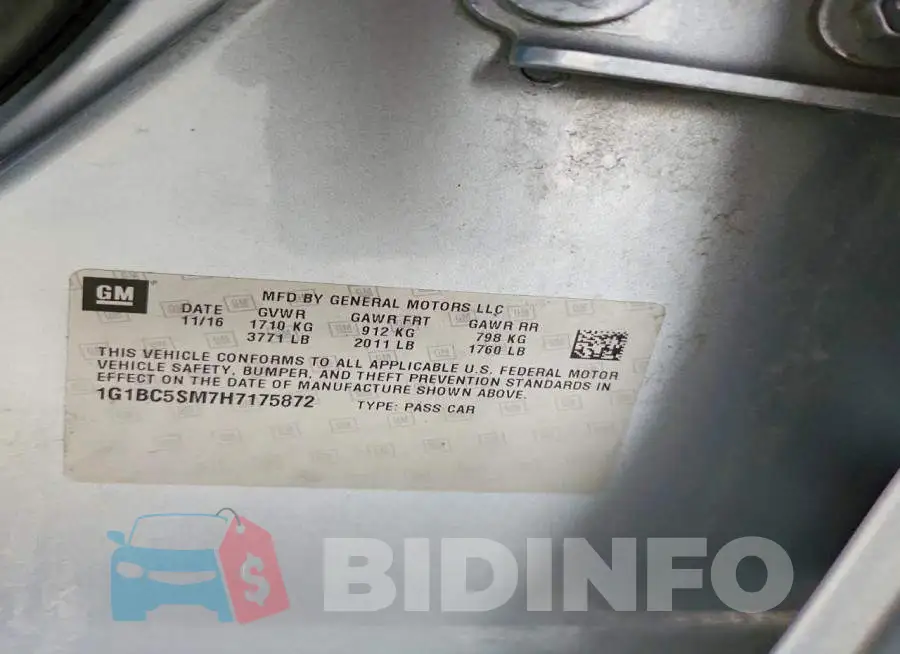 1G1BC5SM7H7175872 Photo# 12
