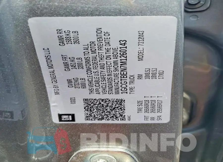1GCGTBEN7M1260143 Photo# 12