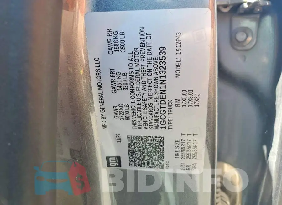 1GCGTDEN1N1323539 Photo# 12
