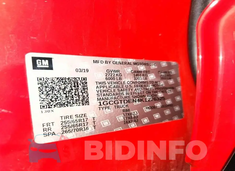 1GCGTDEN4K1276325 Photo# 12