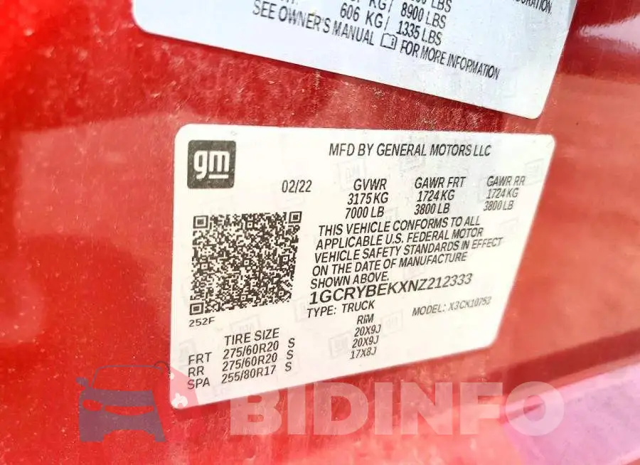 1GCRYBEKXNZ212333 Photo# 12