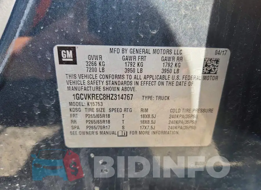 1GCVKREC8HZ314767 Photo# 12