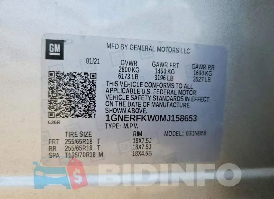 1GNERFKW0MJ158653 Photo# 13