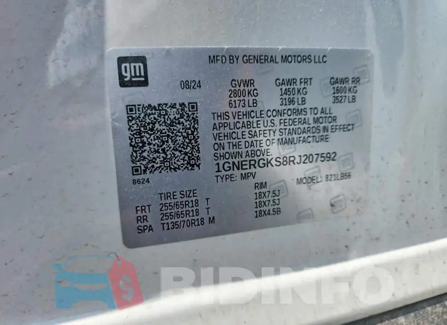 1GNERGKS8RJ207592 Photo# 13