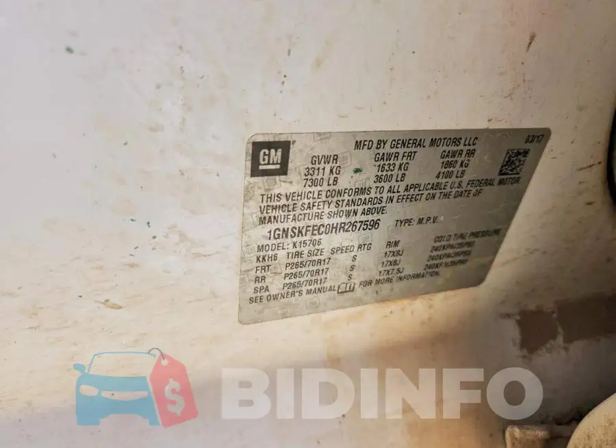 1GNSKFEC0HR267596 Photo# 12
