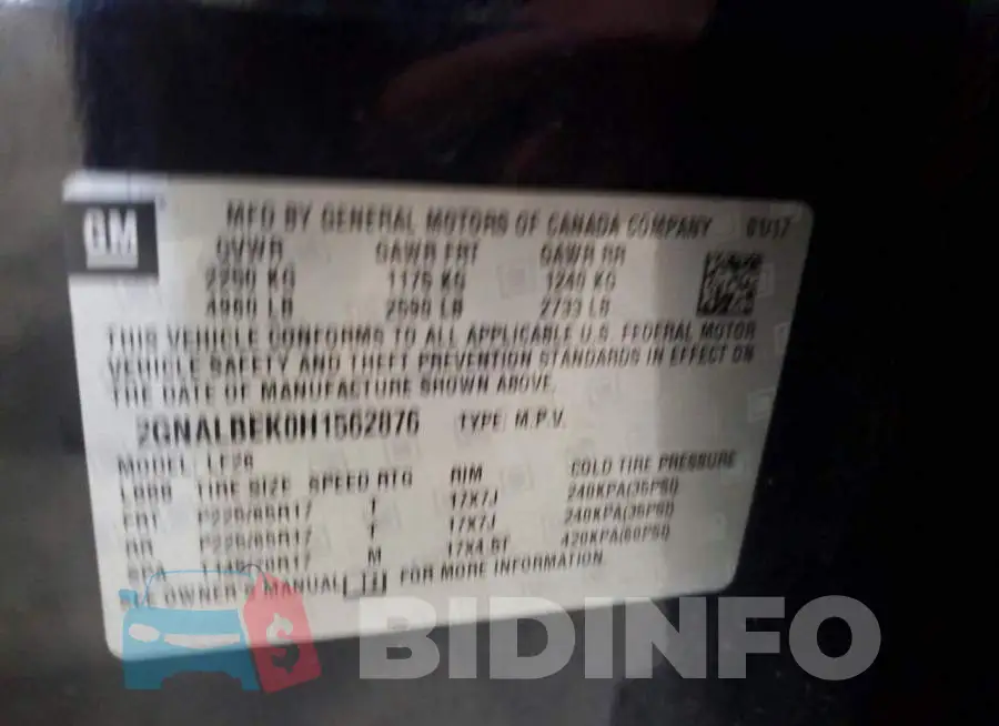 2GNALBEK0H1562876 Photo# 13