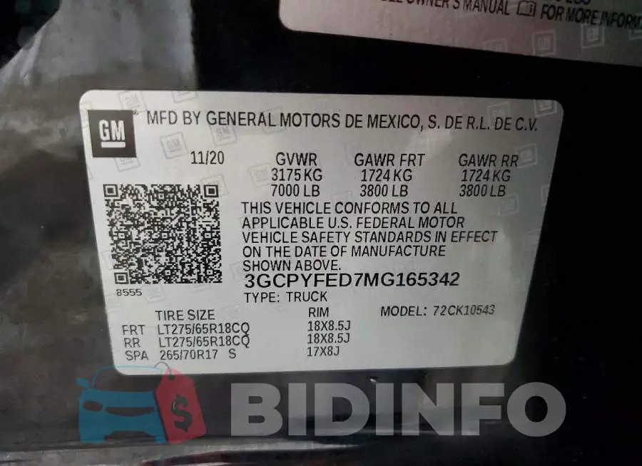 3GCPYFED7MG165342 Photo# 13