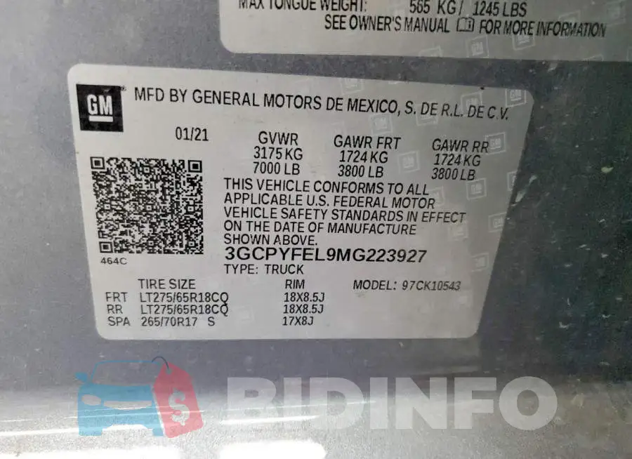 3GCPYFEL9MG223927 Photo# 13