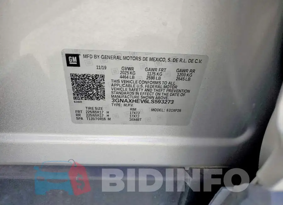 3GNAXHEV6LS593273 Photo# 14