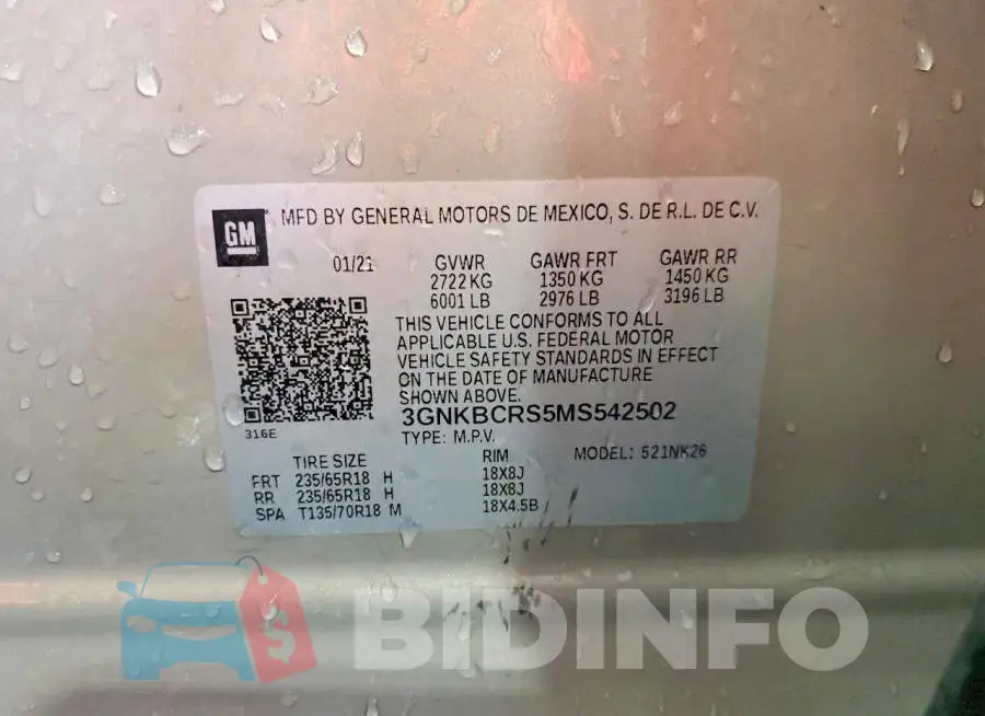 3GNKBCRS5MS542502 Photo# 12