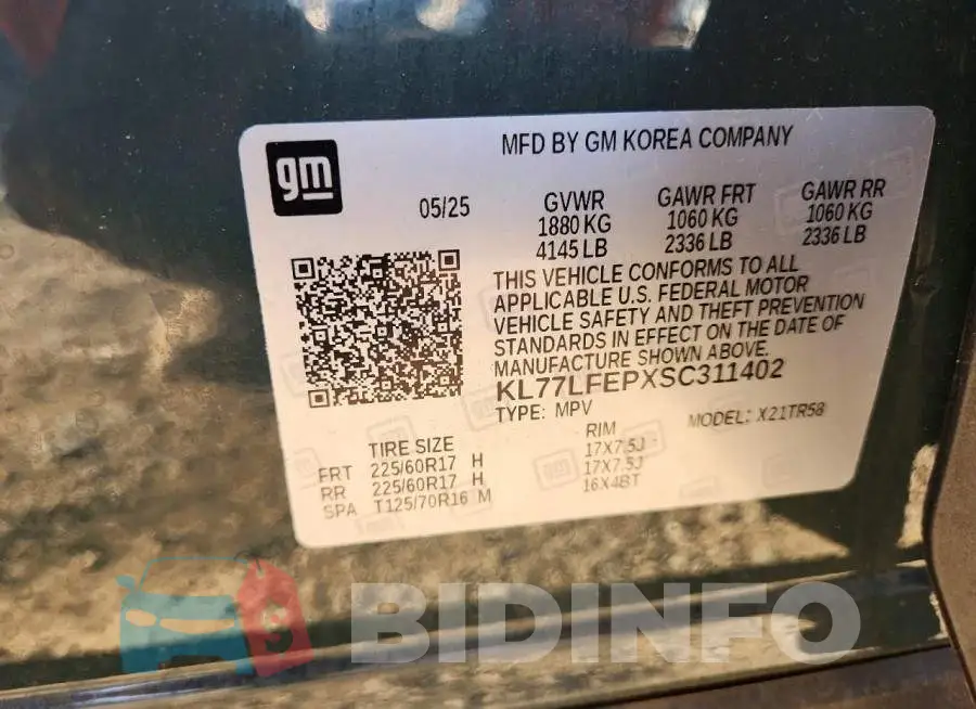 KL77LFEPXSC311402 Photo# 14
