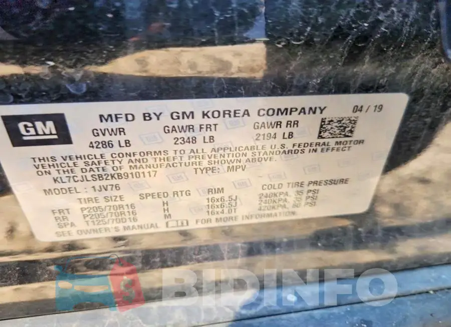 KL7CJLSB2KB910117 Photo# 13
