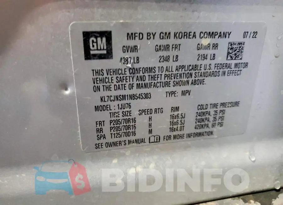 KL7CJNSM1NB545303 Photo# 13