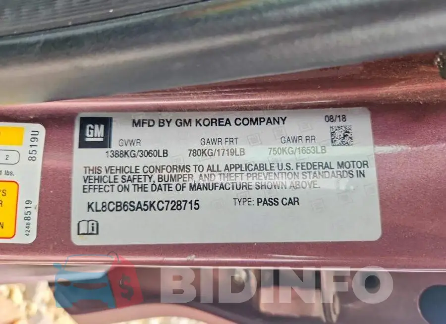 KL8CB6SA5KC728715 Photo# 12