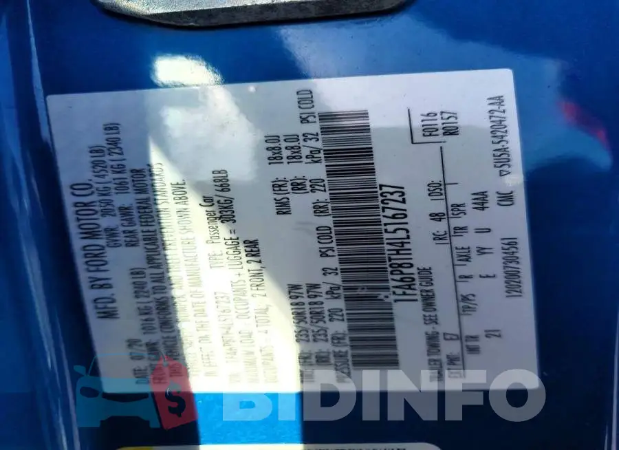 1FA6P8TH4L5167237 Photo# 13
