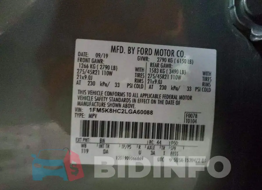 1FM5K8HC2LGA60088 Photo# 13