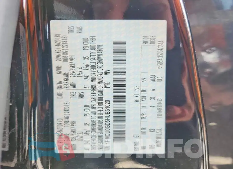 1FMCU0GD5HUB61020 Photo# 13