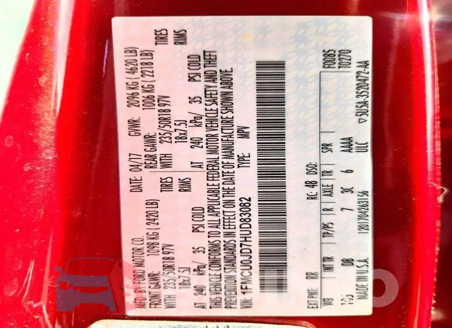 1FMCU0JD7HUD83082 Photo# 13