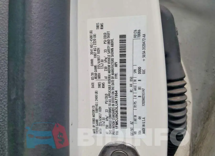 1FMCU9G63LUA71864 Photo# 13