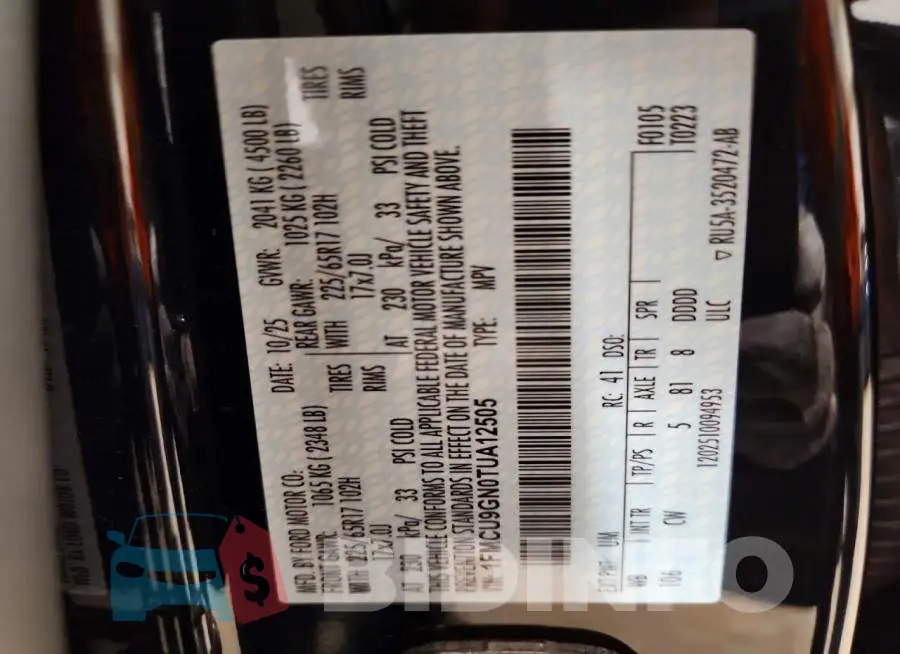 1FMCU9GN0TUA12505 Photo# 13