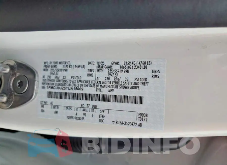 1FMCU9JZ5TUA15069 Photo# 13