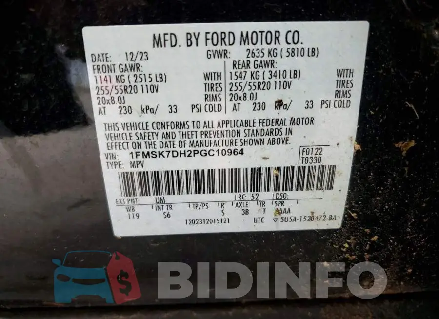 1FMSK7DH2PGC10964 Photo# 14