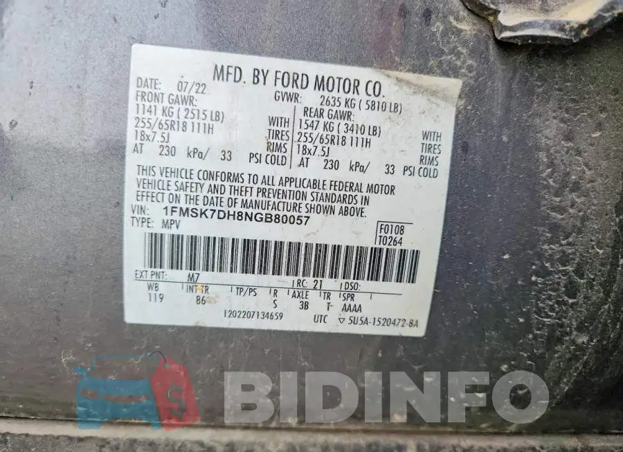 1FMSK7DH8NGB80057 Photo# 13