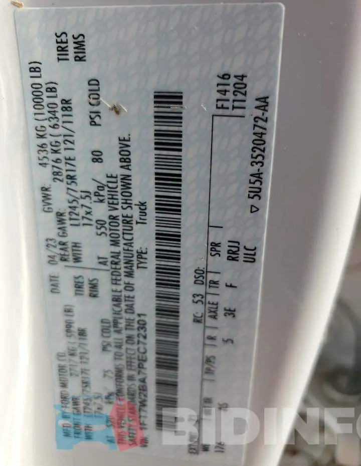 1FT7W2BA7PEC72301 Photo# 13