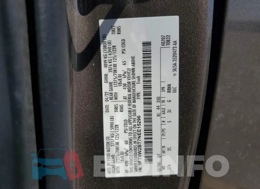 1FT8W2BT7NEE15296 Photo# 12