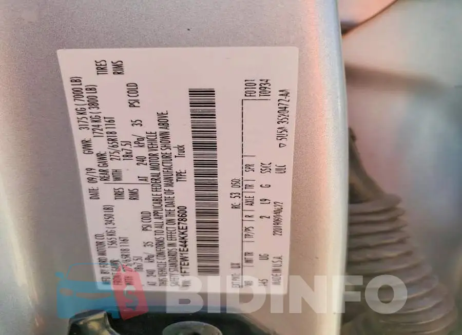 1FTEW1E44KKE78600 Photo# 12