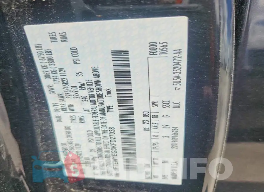 1FTEW1EG3KFD27038 Photo# 12