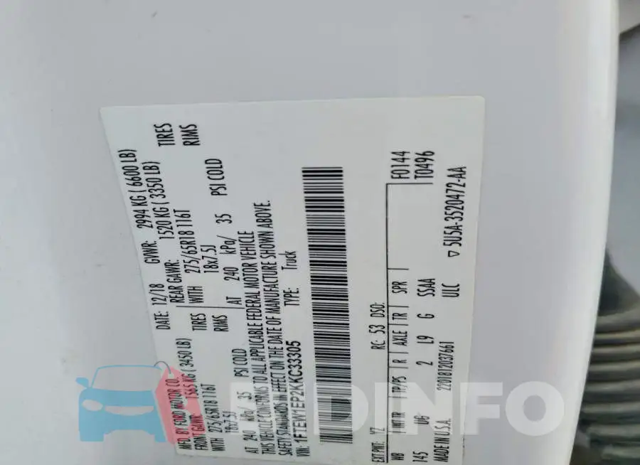 1FTEW1EP2KKC33305 Photo# 12