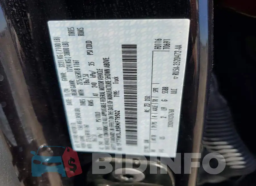 1FTFW3L85RKF79502 Photo# 12