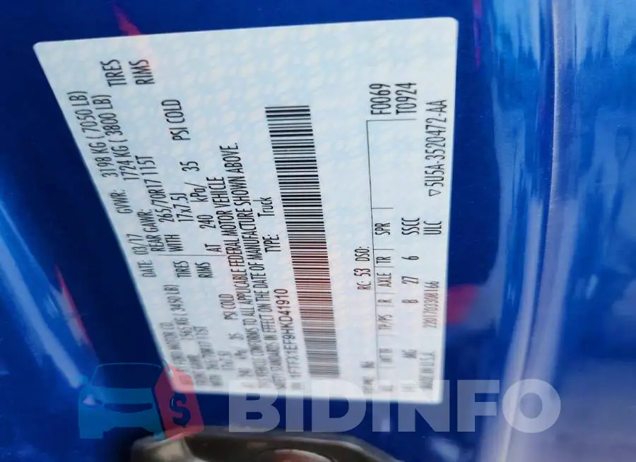 1FTFX1EF9HKD41910 Photo# 12