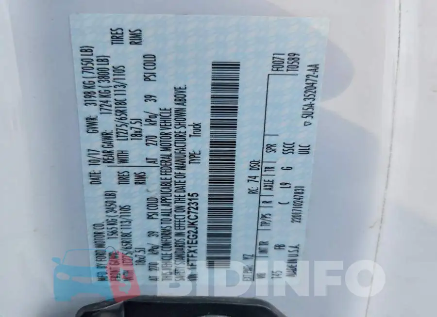 1FTFX1EG2JKC72315 Photo# 12