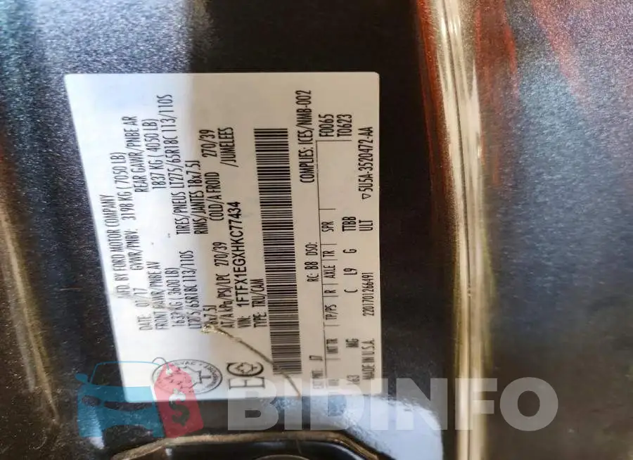 1FTFX1EGXHKC77434 Photo# 12