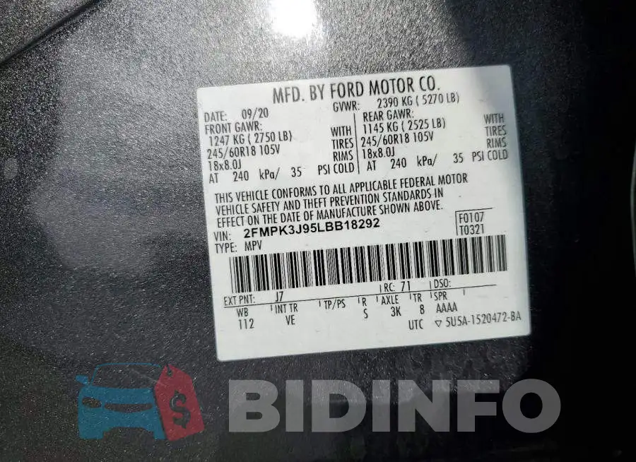 2FMPK3J95LBB18292 Photo# 13