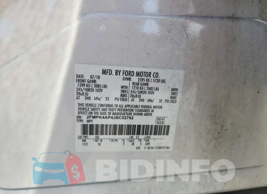 2FMPK4AP4JBC52762 Photo# 13
