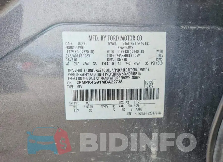 2FMPK4G91MBA22738 Photo# 14