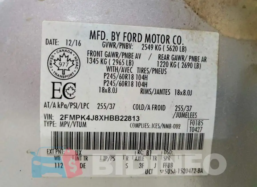 2FMPK4J8XHBB22813 Photo# 13