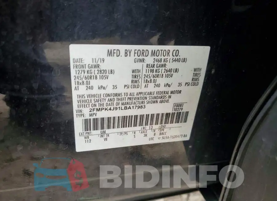 2FMPK4J91LBA17983 Photo# 13