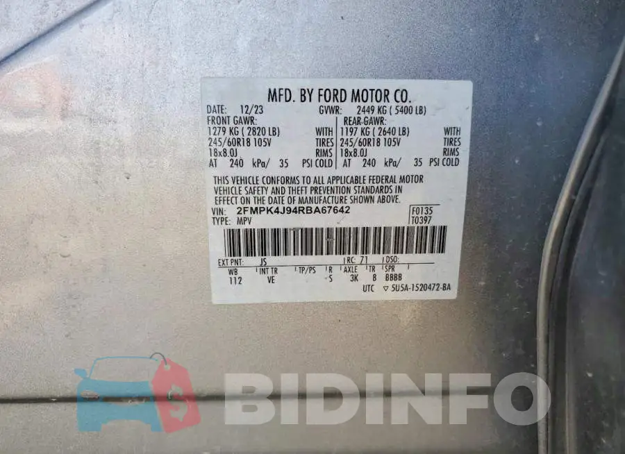 2FMPK4J94RBA67642 Photo# 13