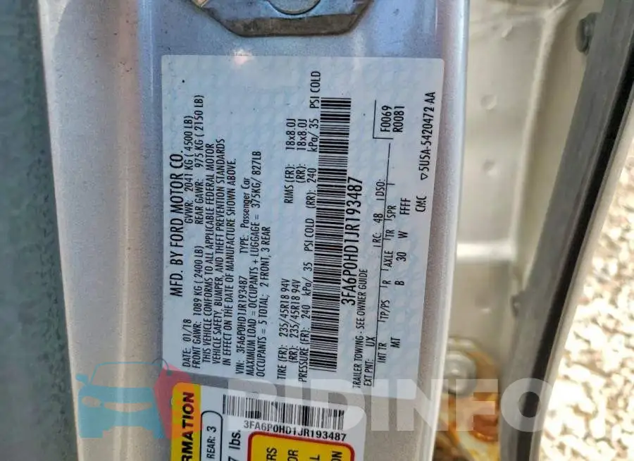 3FA6P0HD1JR193487 Photo# 12