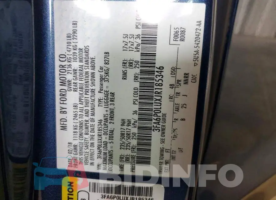 3FA6P0LUXJR185346 Photo# 12
