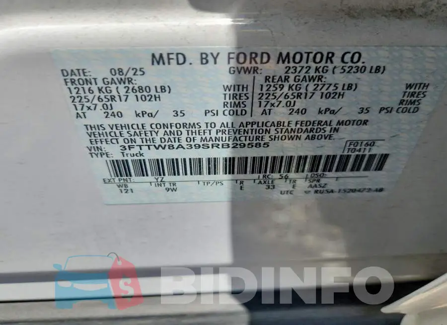 3FTTW8A39SRB29585 Photo# 14