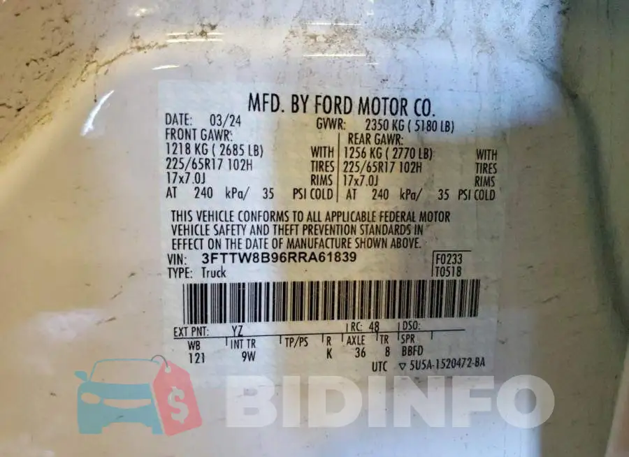3FTTW8B96RRA61839 Photo# 12