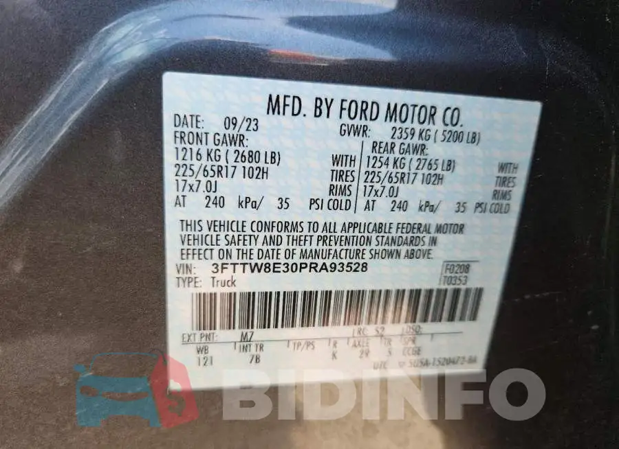 3FTTW8E30PRA93528 Photo# 12