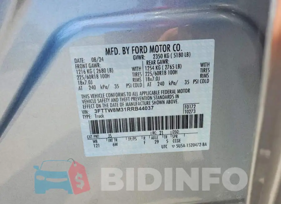 3FTTW8M31RRB44037 Photo# 12